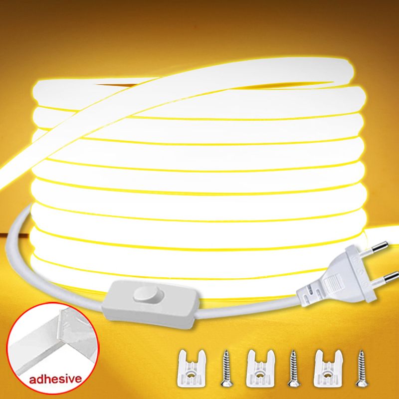 Outdoor Power Strip Weatherproof - COB-LED-Streifen mit hoher Helligkeit und EU-Stromversorgung,