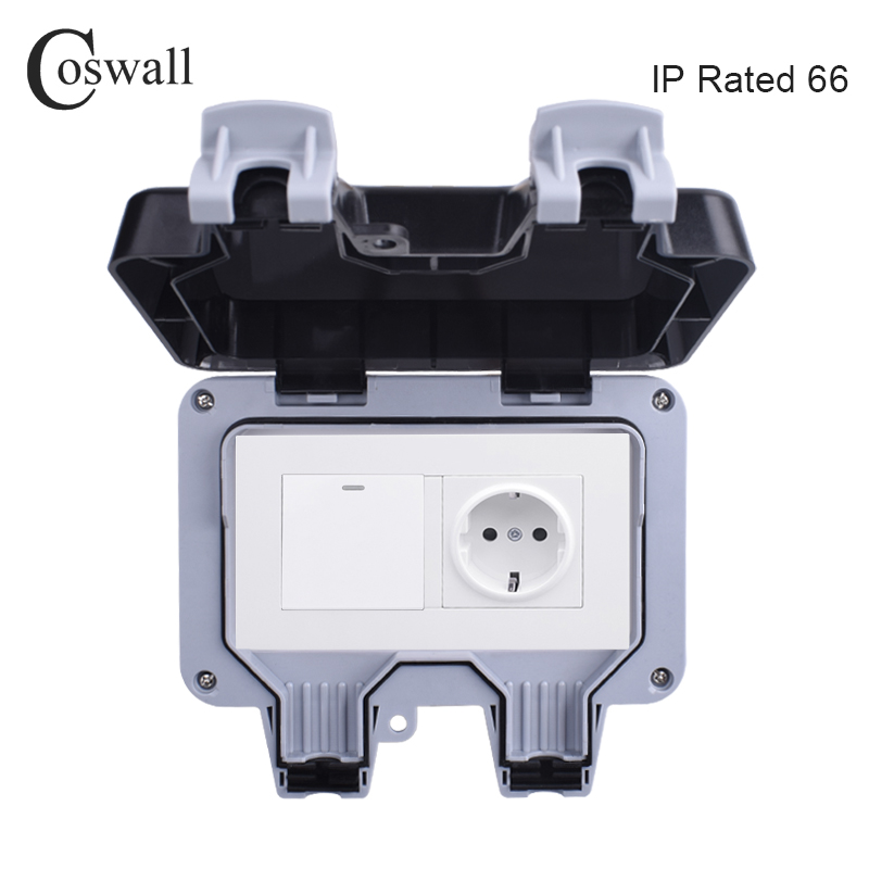 Outdoor Power Outlet Waterproof - Coswall IP66 Wetterfeste Wasserdichte Outdoor Wand