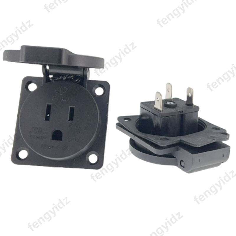 Outdoor Power Outlet Waterproof - Schwarz 125V 15A 20A IP44 CE