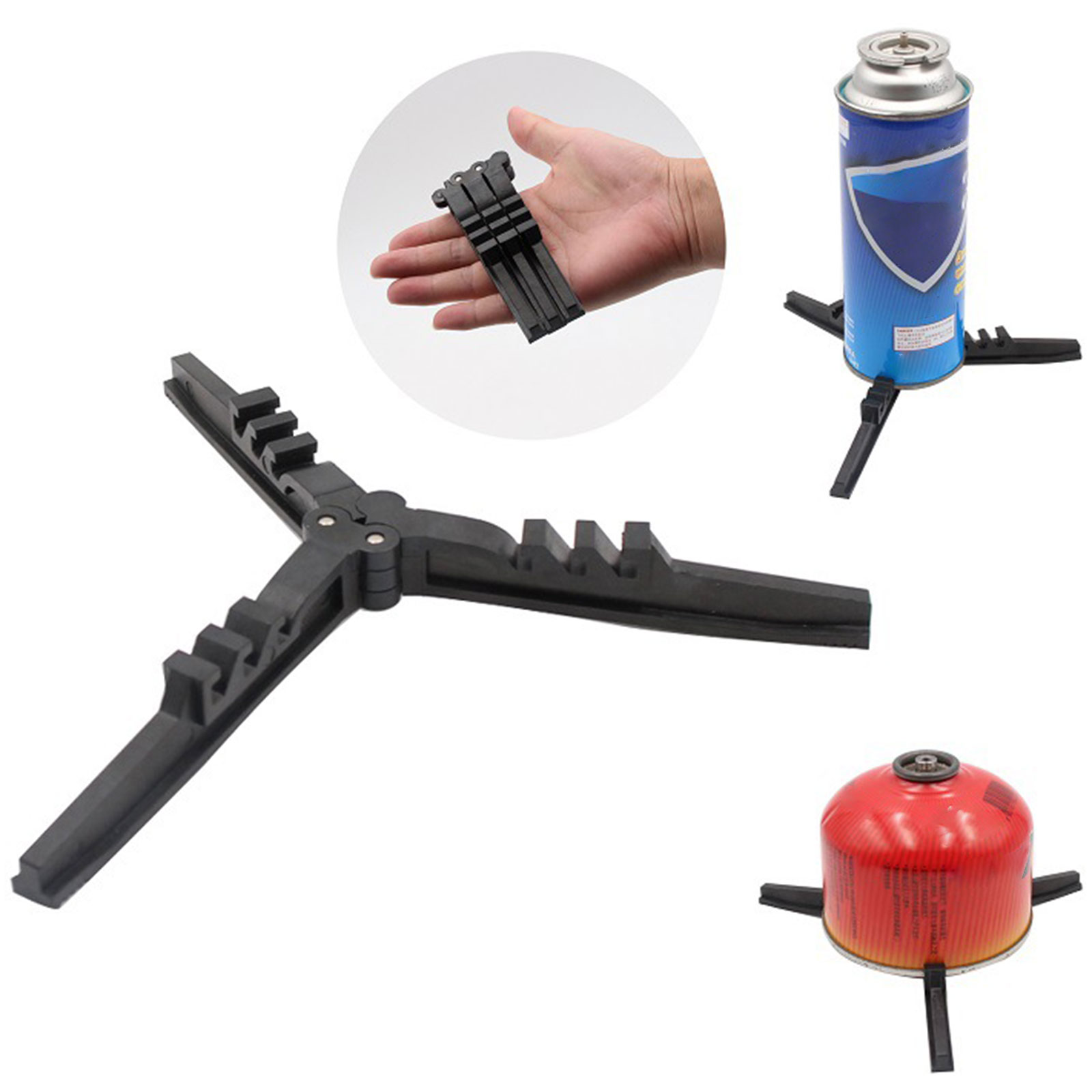 Outdoor Power Point - Outdoor-Camping-Gaskartuschenhalter mit Dreibein, Flaschenständer und Kippschutz