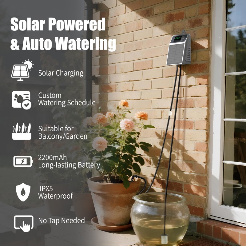 Outdoor Power With Timer - A03F-Solar Powered Automatische Tropf Bewässerung Kit