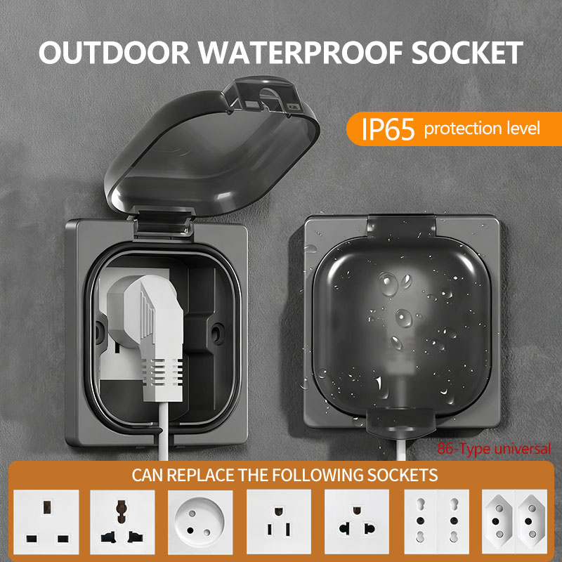 Outdoor Power Receptacle - IP65 wasserdichte Außensteckdose, 16 A Hochleistungs-Wandplatte,
