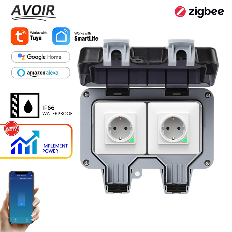 Outdoor Power With Timer - Avoir Tuya Zigbee Steckdosen IP66 Wasserdichte