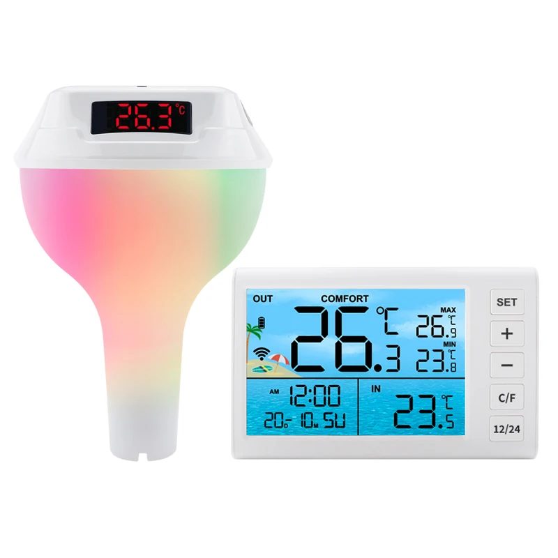 Outdoor Power With Timer - HEDAO Solarbetriebenes Wasserdichtes Schwimmbad-Thermometer mit Timer-gesteuerter