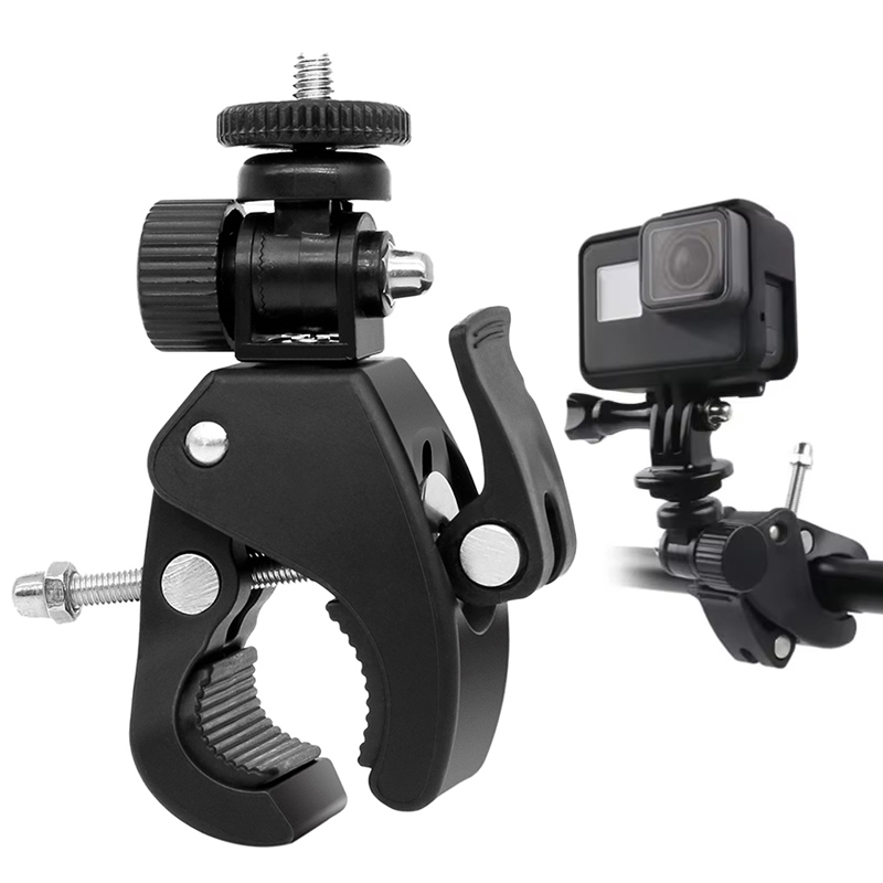Outdoor Power Point - Fahrradhalterung für GoPro-Kamera, 360-Grad-Lenkerklemme mit 1/4-Zoll-Schraubadapter,