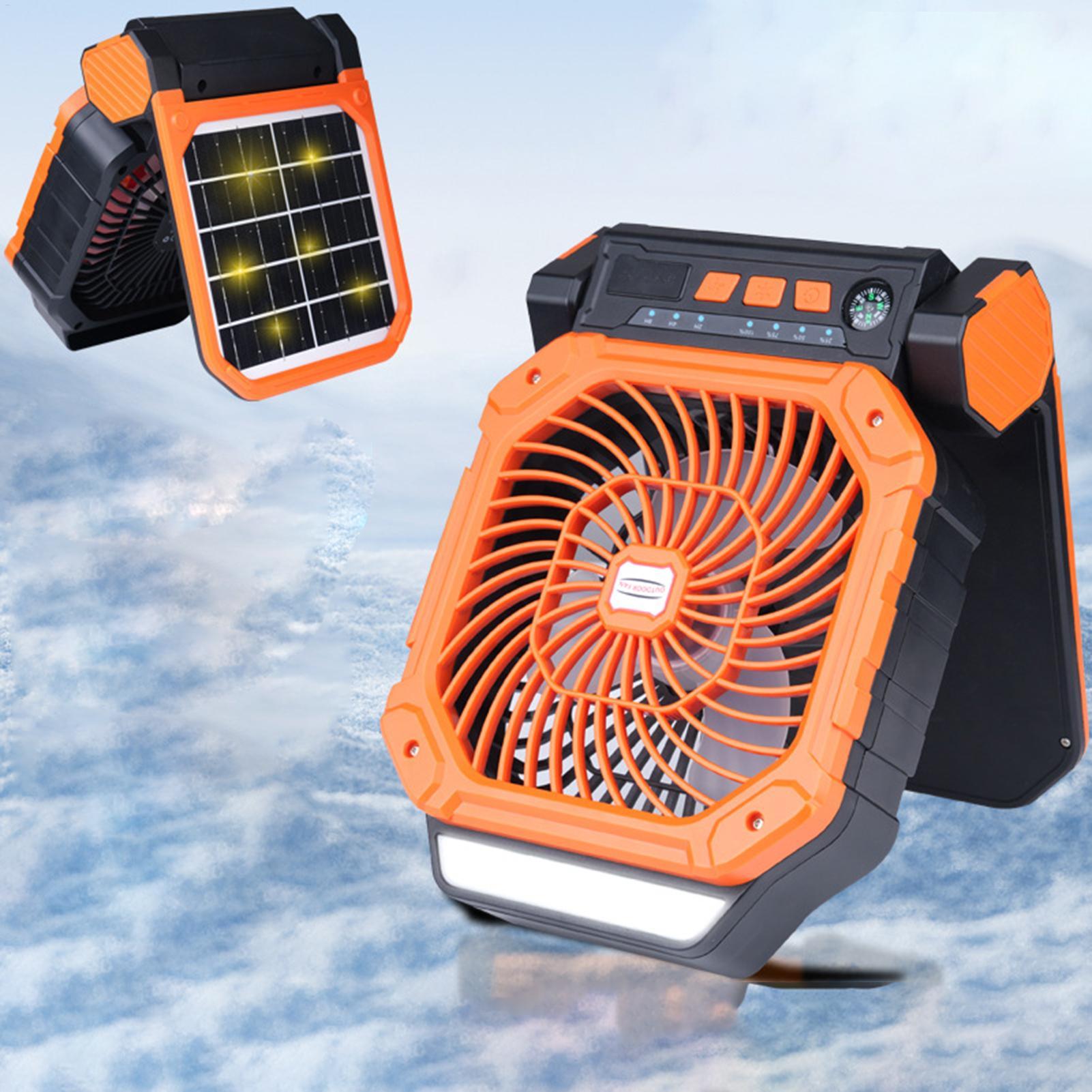 Outdoor Power With Timer - Solarbetriebener Outdoor-Ventilator, USB-Aufladung, Camping-Ventilator, 90 Grad